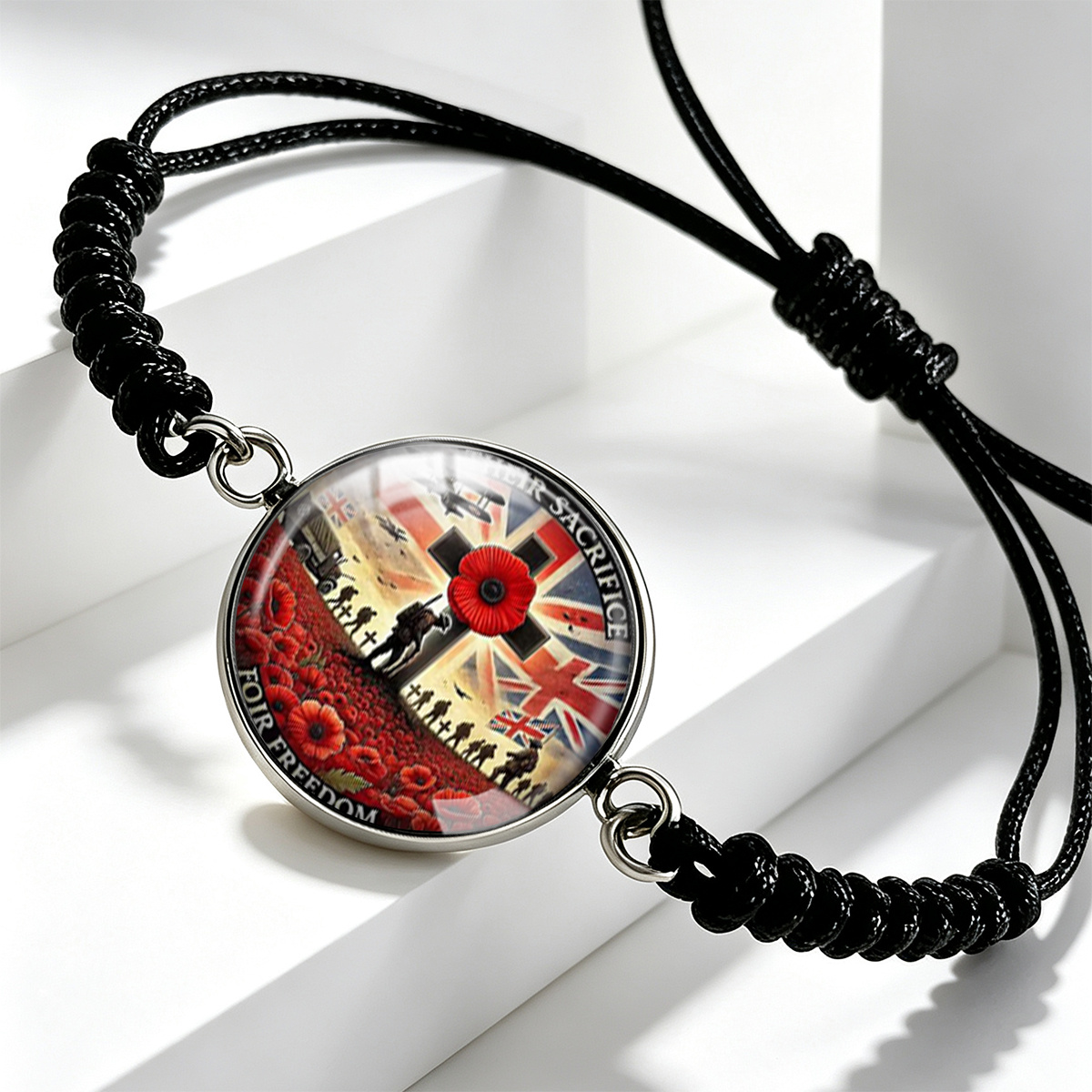 Unisex Poppy Floral Flag Character Pattern Adjustable Bracelet
